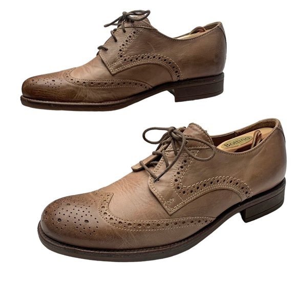 BOSTONIAN Pavillion Taupe Leather‎ Burnish Wingtip Oxfords - Picture 1 of 10